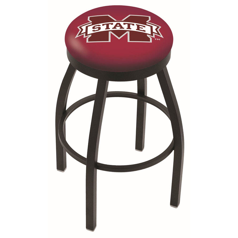 inch Black Mississippi State Swivel Bar Stool w/ Accent Ring