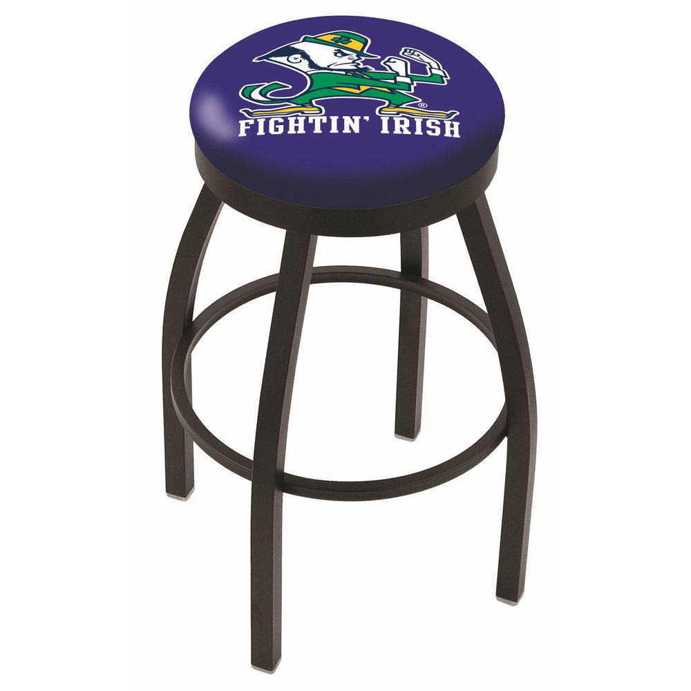 inch Black Notre Dame Leprechaun Swivel Bar Stool w/ Accent Ring