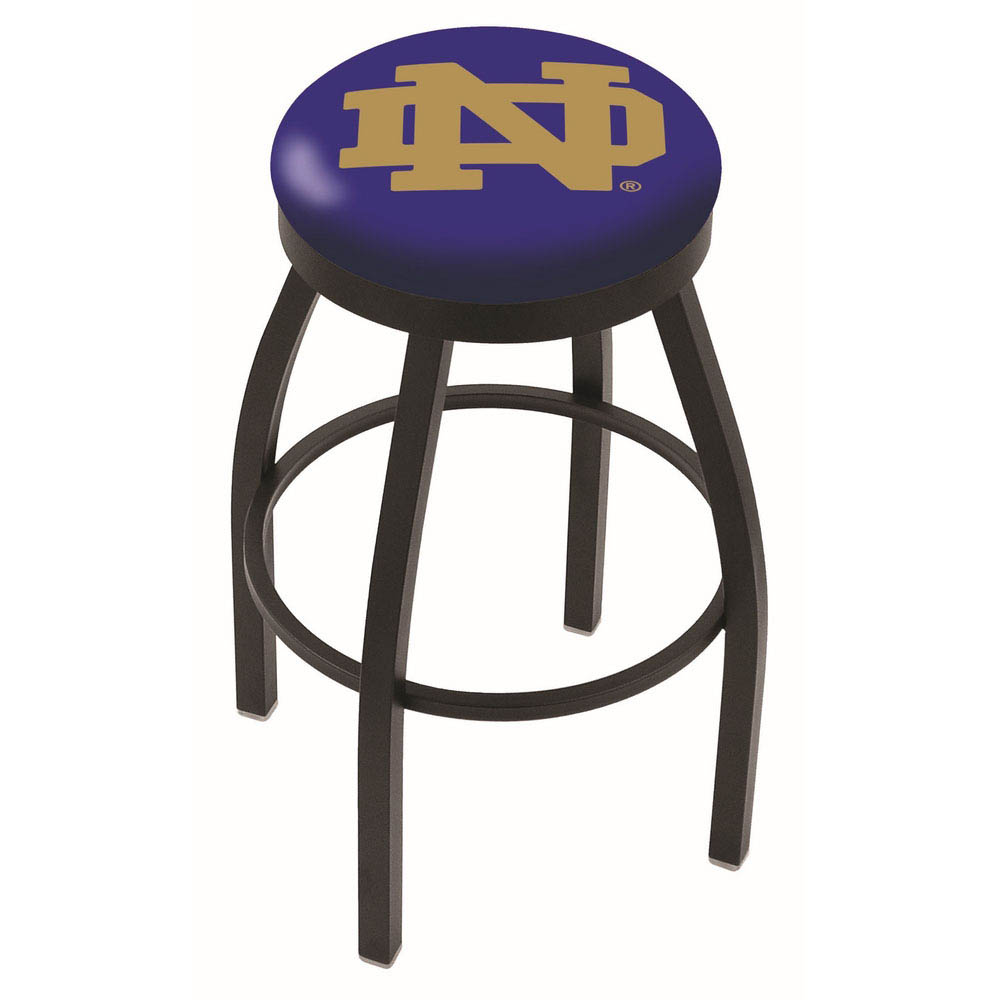 inch Black Notre Dame Swivel Bar Stool w/ Accent Ring