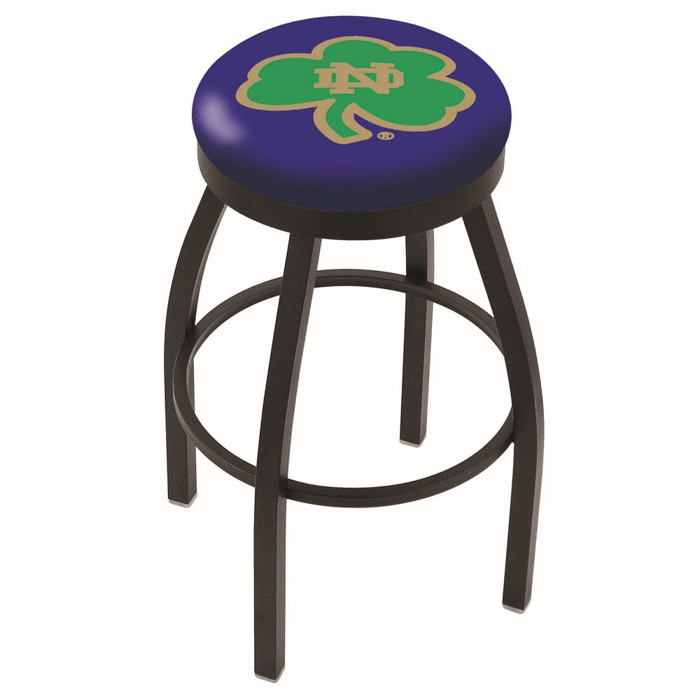 inch Black Notre Dame Shamrock Swivel Bar Stool w/ Accent Ring