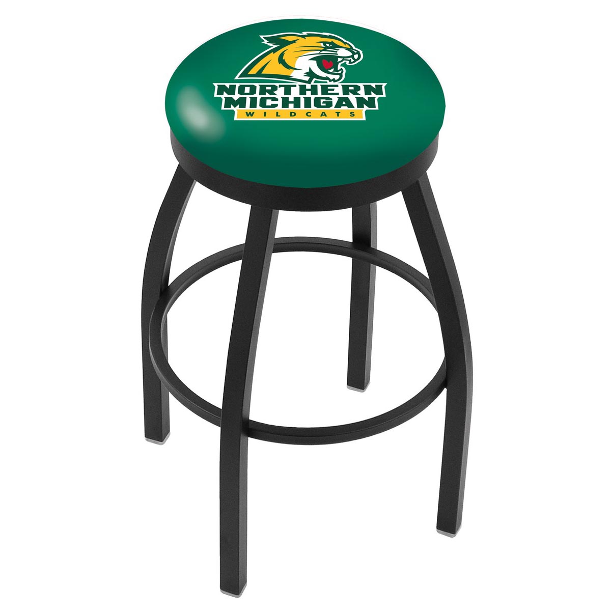 inch Black Northern Michigan Swivel Bar Stool w/ Accent Ring