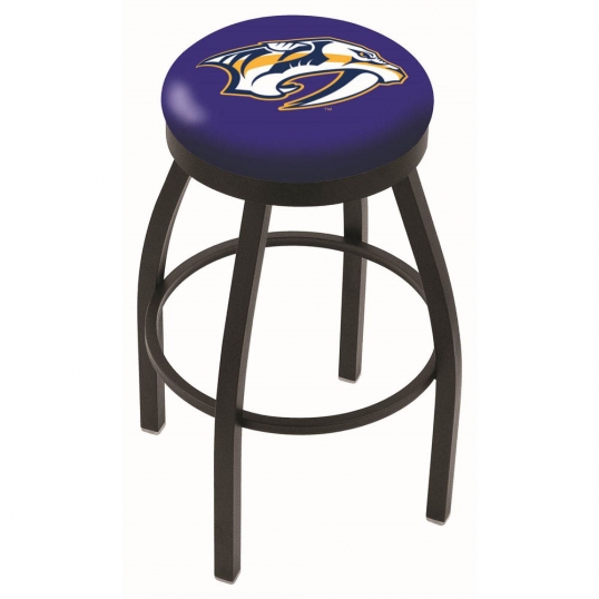 25 inch Black Nashville Predators Swivel Bar Stool w/ Accent Ring
