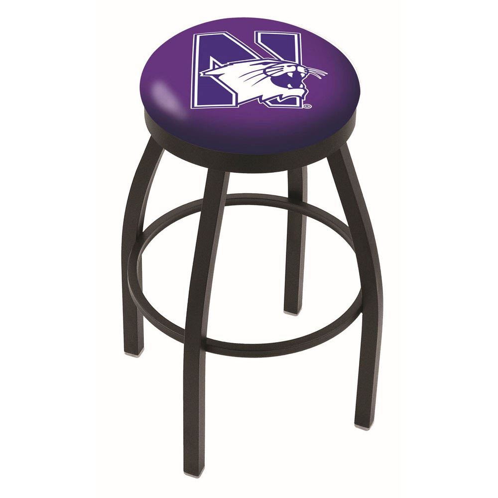 inch Black Northwestern Swivel Bar Stool w/ Accent Ring