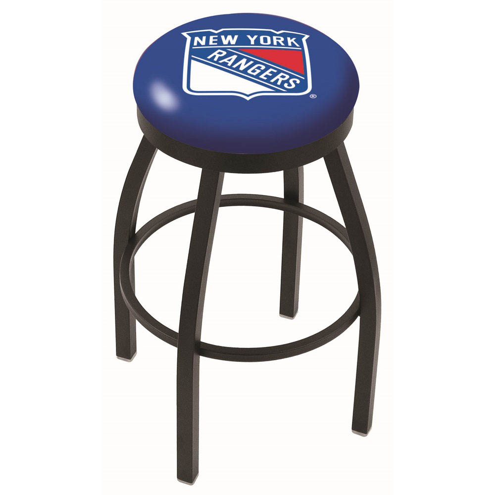 inch Black New York Rangers Swivel Bar Stool w/ Accent Ring