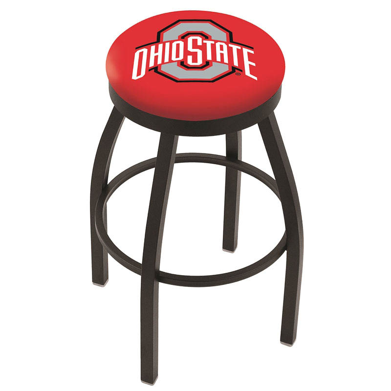 inch Black Ohio State Swivel Bar Stool w/ Accent Ring