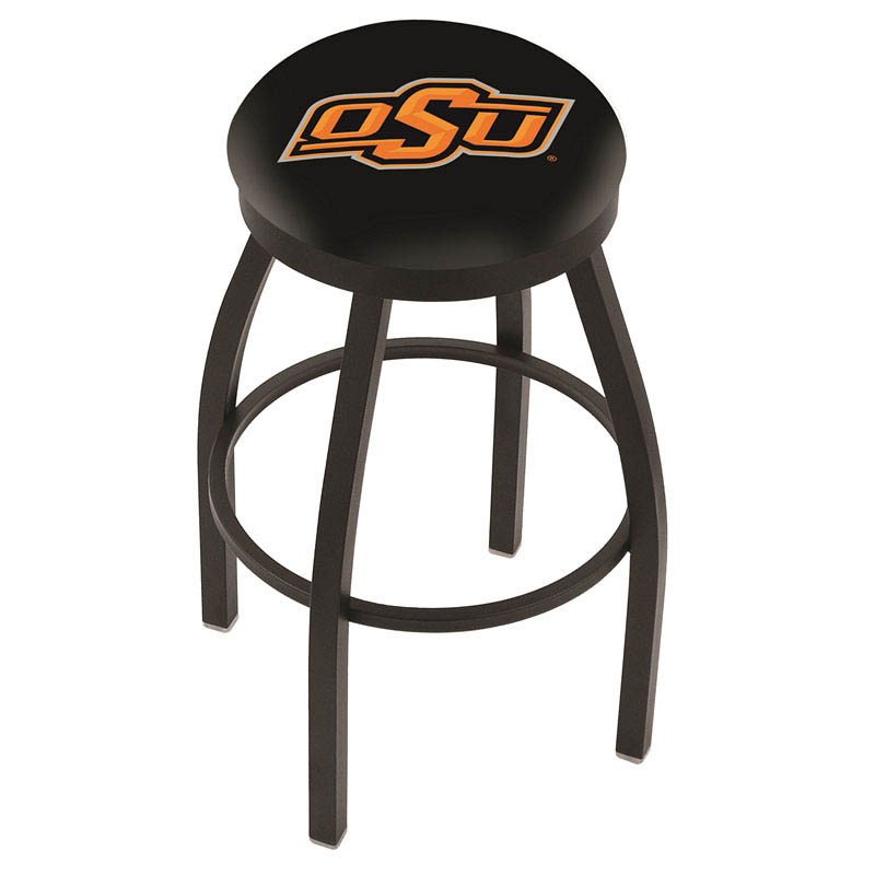 inch Black Oklahoma State Swivel Bar Stool w/ Accent Ring