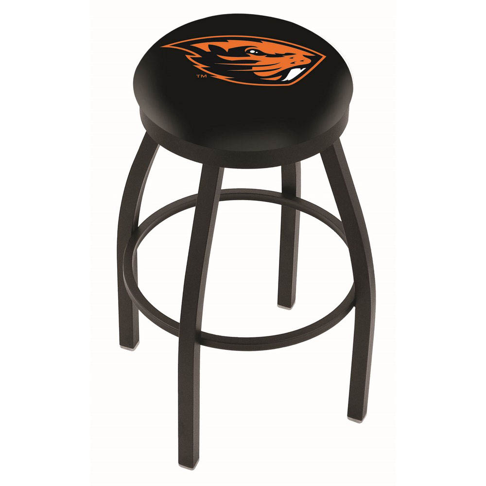 inch Black Oregon State Swivel Bar Stool w/ Accent Ring