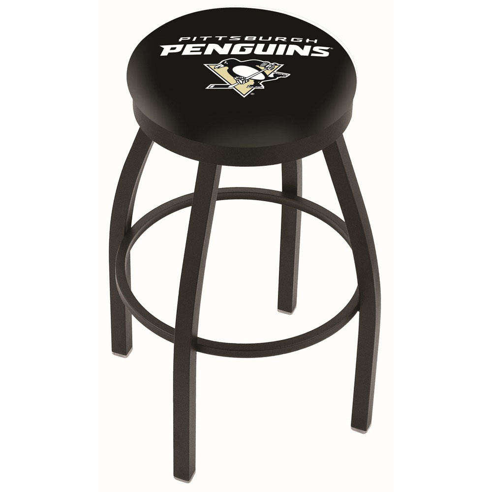 inch Black Pittsburgh Penguins Swivel Bar Stool w/ Accent Ring