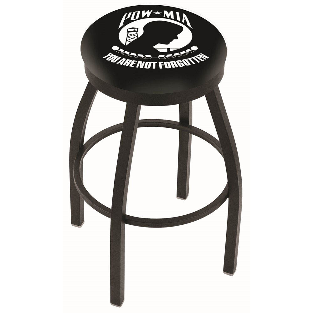 inch Black POW/MIA Swivel Bar Stool w/ Accent Ring