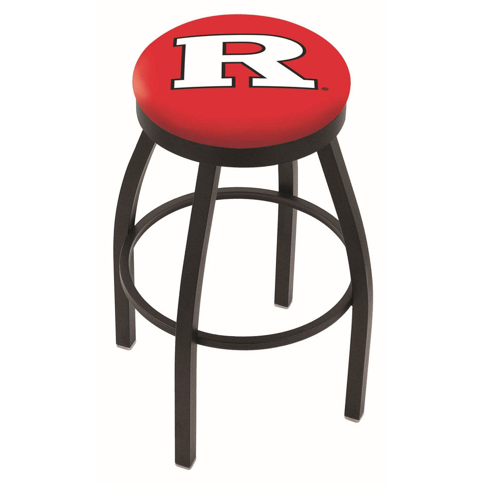 inch Black Rutgers Swivel Bar Stool w/ Accent Ring