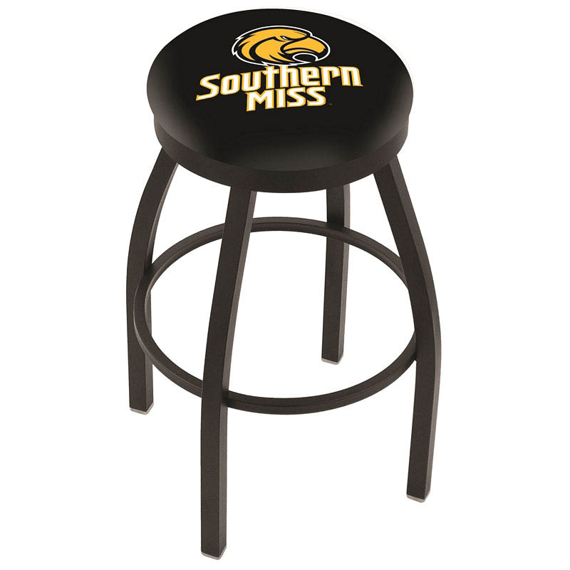 inch Black Southern Miss Swivel Bar Stool w/ Accent Ring