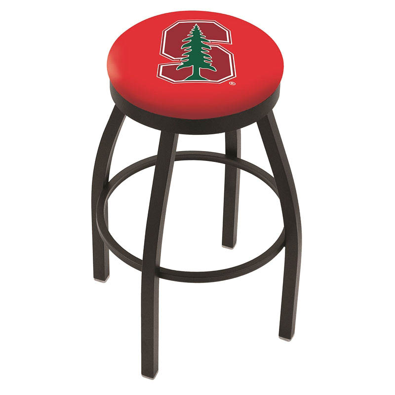 inch Black Stanford Swivel Bar Stool w/ Accent Ring