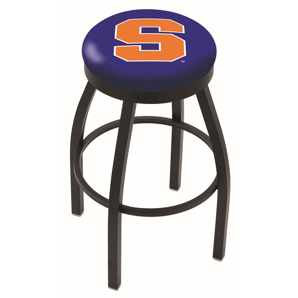 inch Black Syracuse Swivel Bar Stool w/ Accent Ring