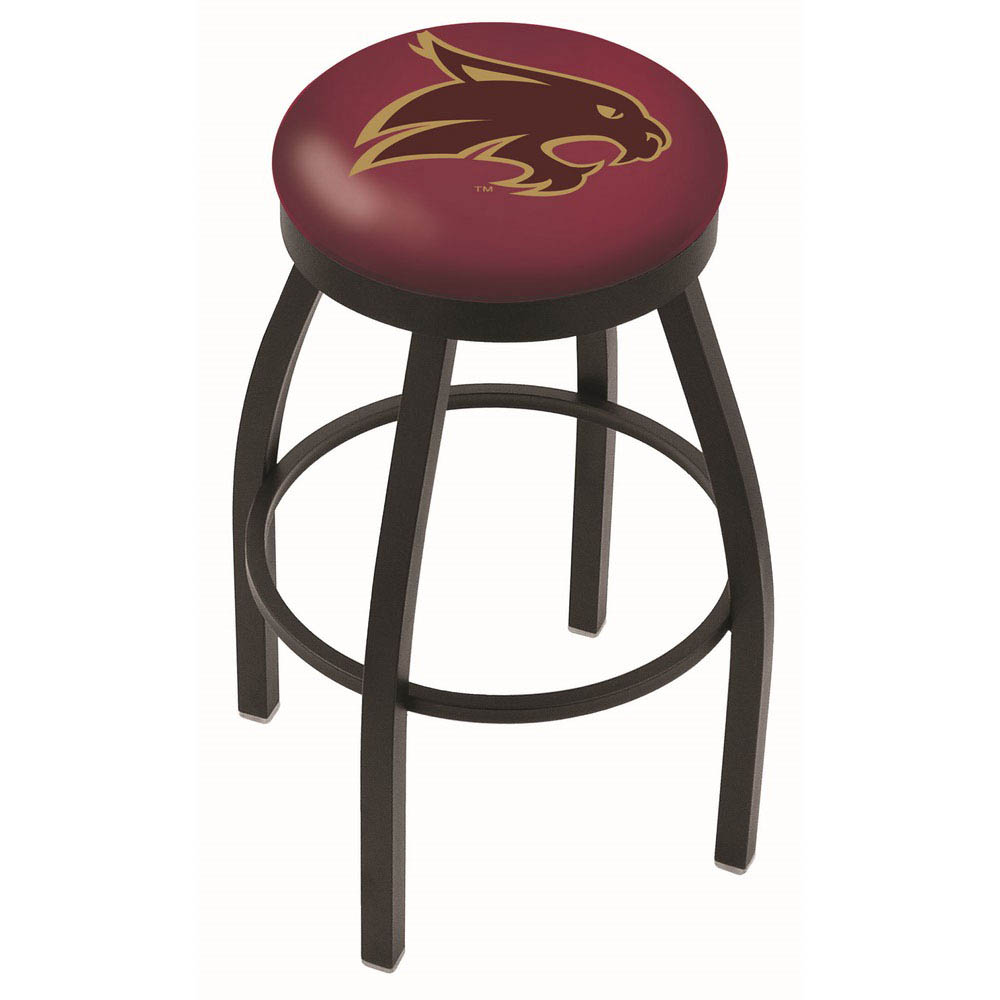 inch Black Texas State Swivel Bar Stool w/ Accent Ring