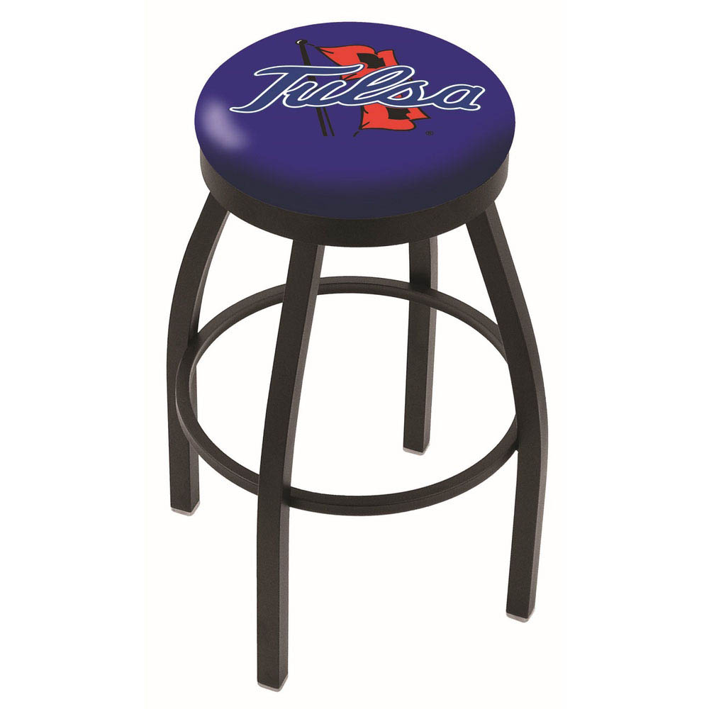 inch Black Tulsa Swivel Bar Stool w/ Accent Ring