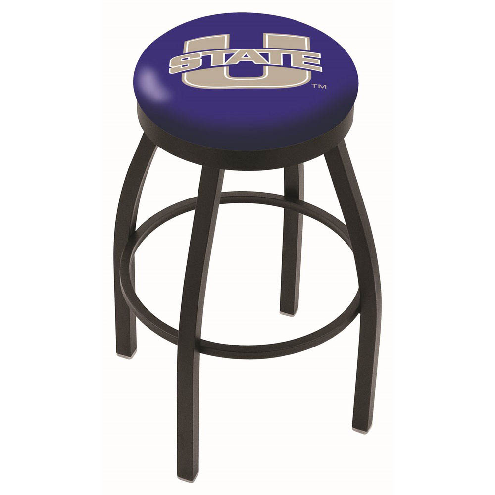 inch Black Utah State Swivel Bar Stool w/ Accent Ring