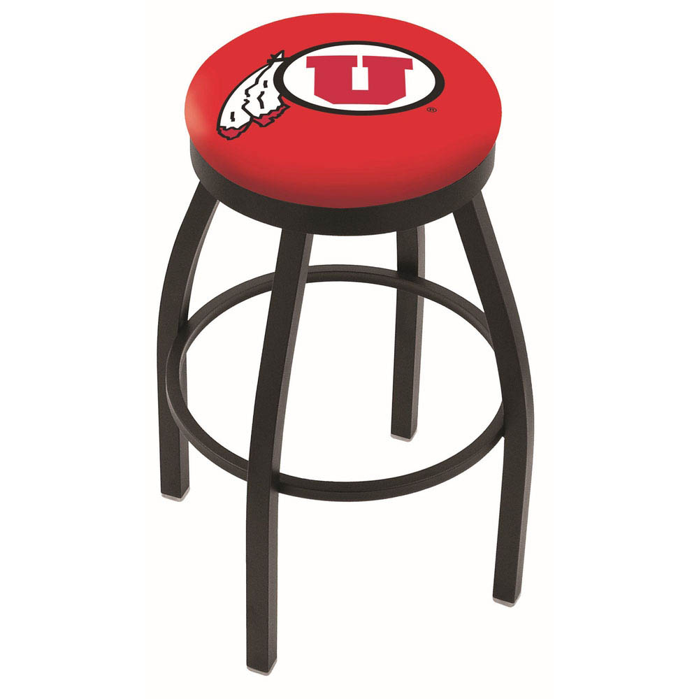 inch Black Utah Swivel Bar Stool w/ Accent Ring