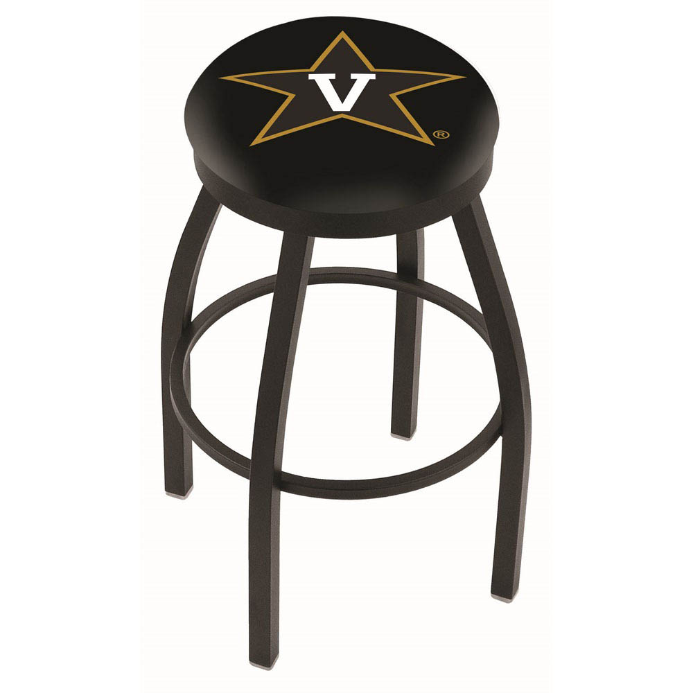 inch Black Vanderbilt Swivel Bar Stool w/ Accent Ring