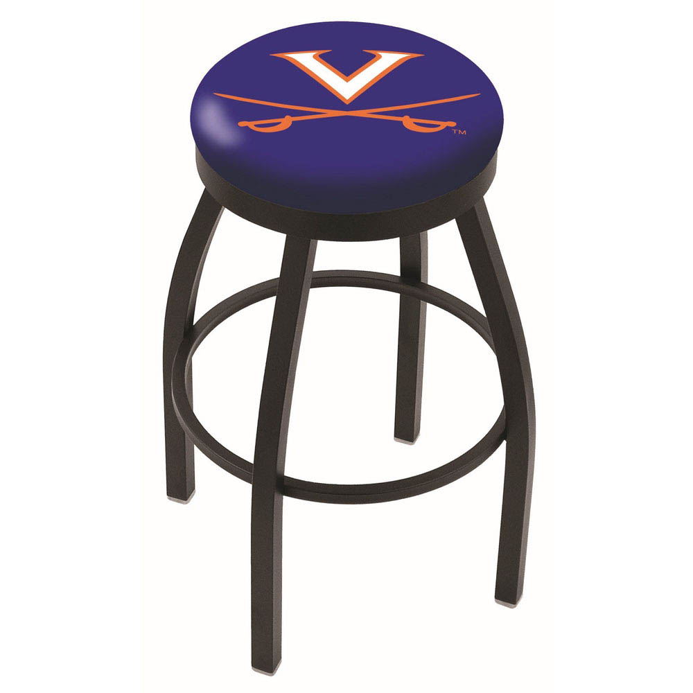 inch Black Virginia Swivel Bar Stool w/ Accent Ring