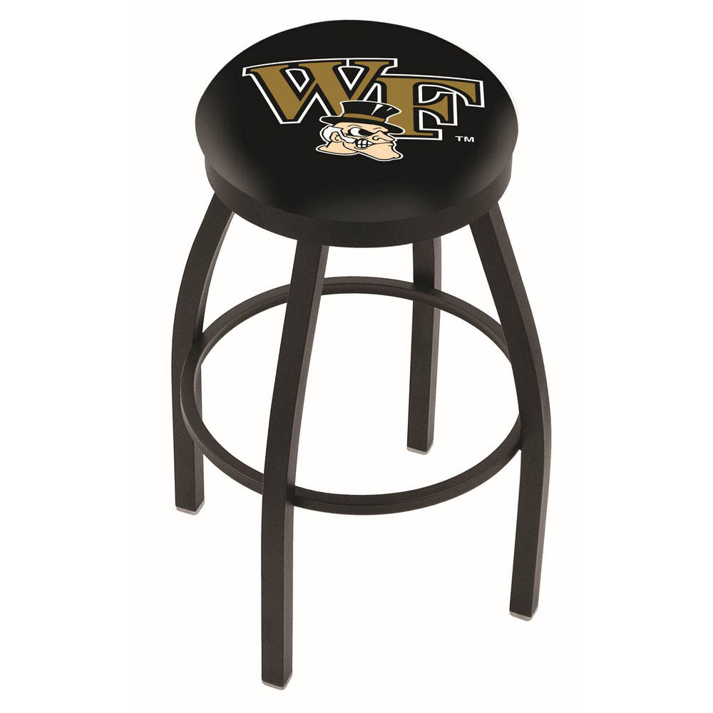 inch Black Wake Forest Swivel Bar Stool w/ Accent Ring