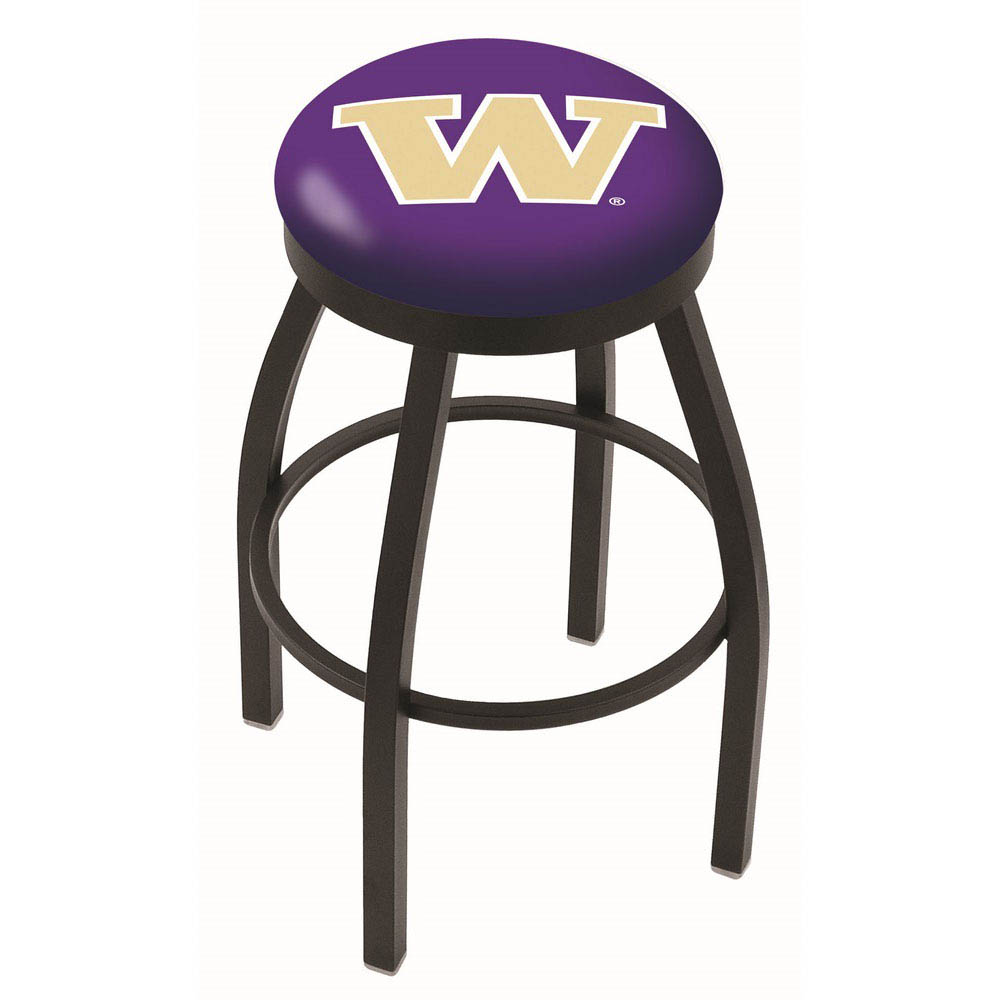 inch Black Washington Swivel Bar Stool w/ Accent Ring