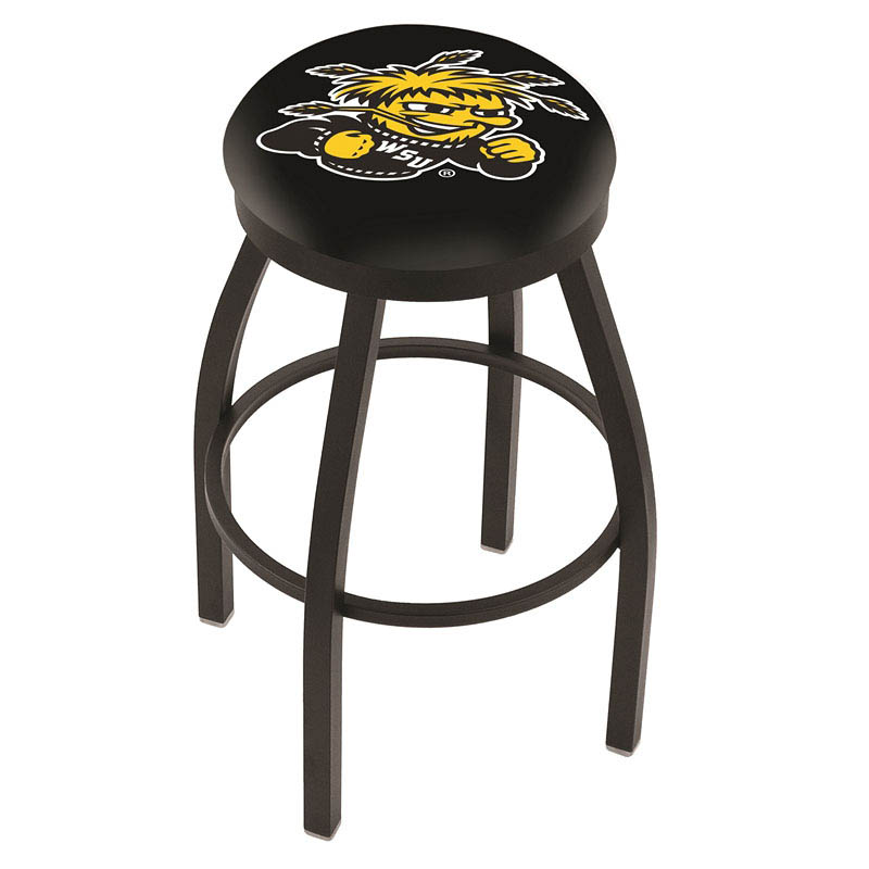 inch Black Wichita State Swivel Bar Stool w/ Accent Ring