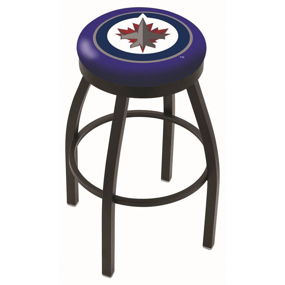 inch Black Winnipeg Jets Swivel Bar Stool w/ Accent Ring