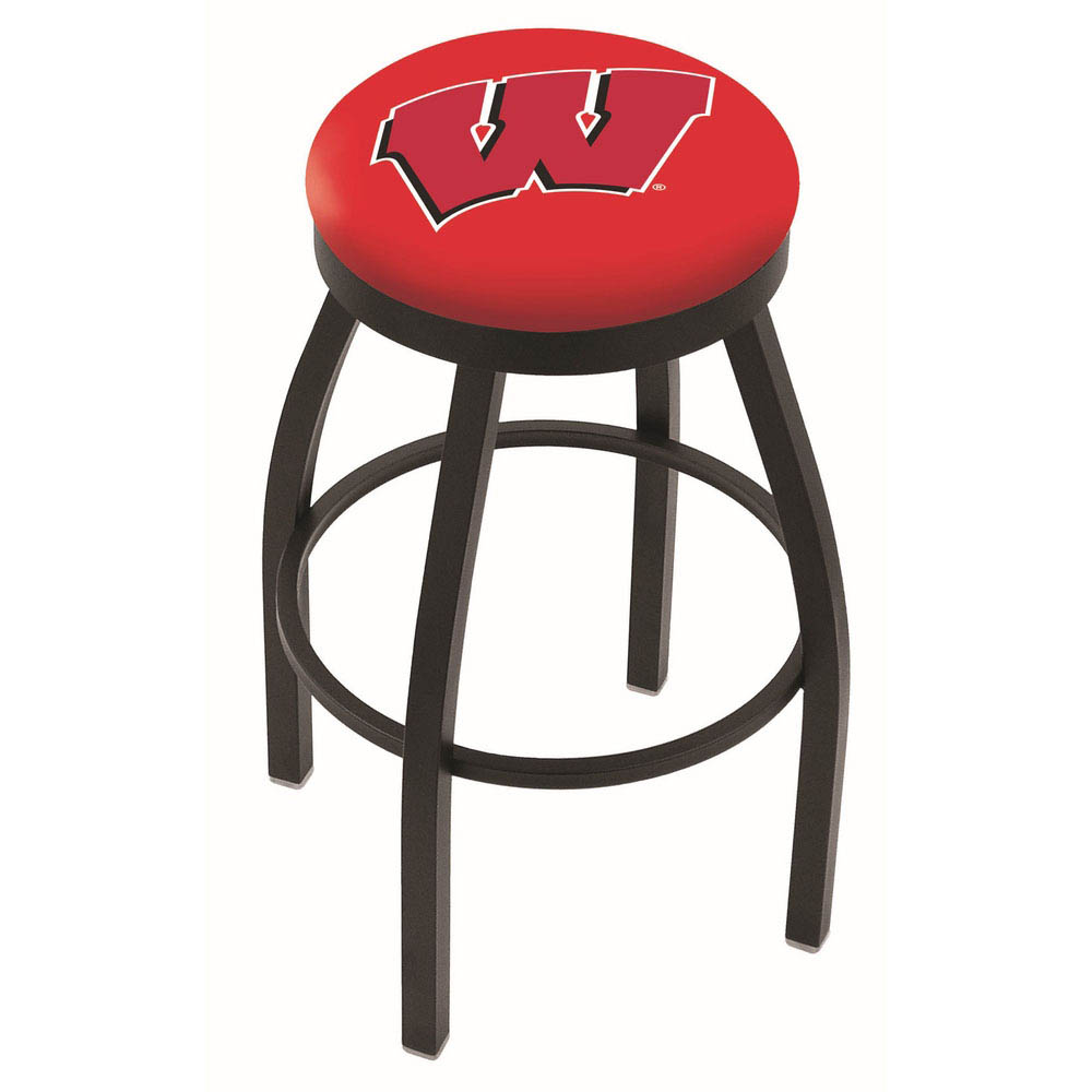 inch Black Wisconsin (W) Swivel Bar Stool w/ Accent Ring