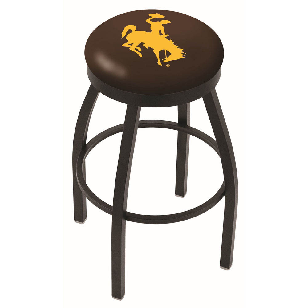 inch Black Wyoming Swivel Bar Stool w/ Accent Ring