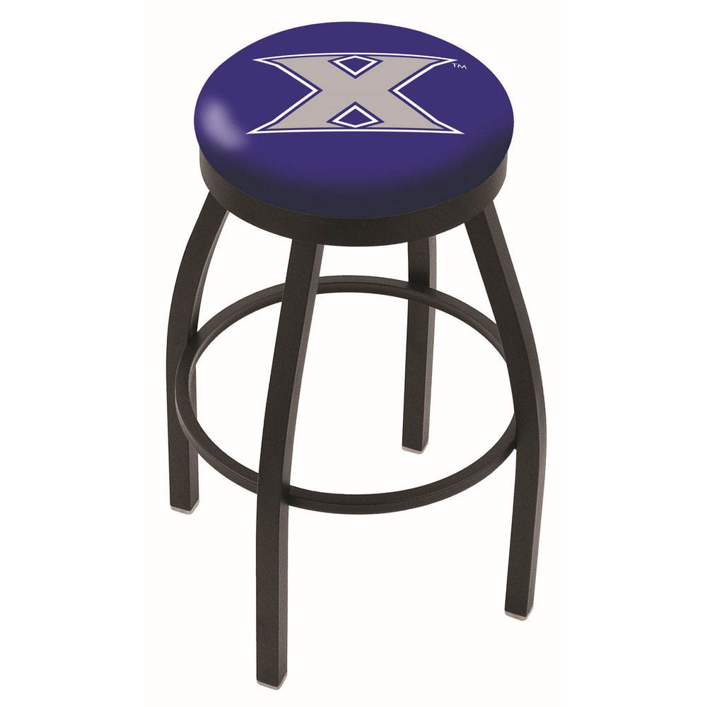 inch Black Xavier Swivel Bar Stool w/ Accent Ring