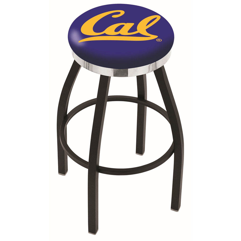 inch Black Cal Swivel Bar Stool w/ Chrome Accent Ring