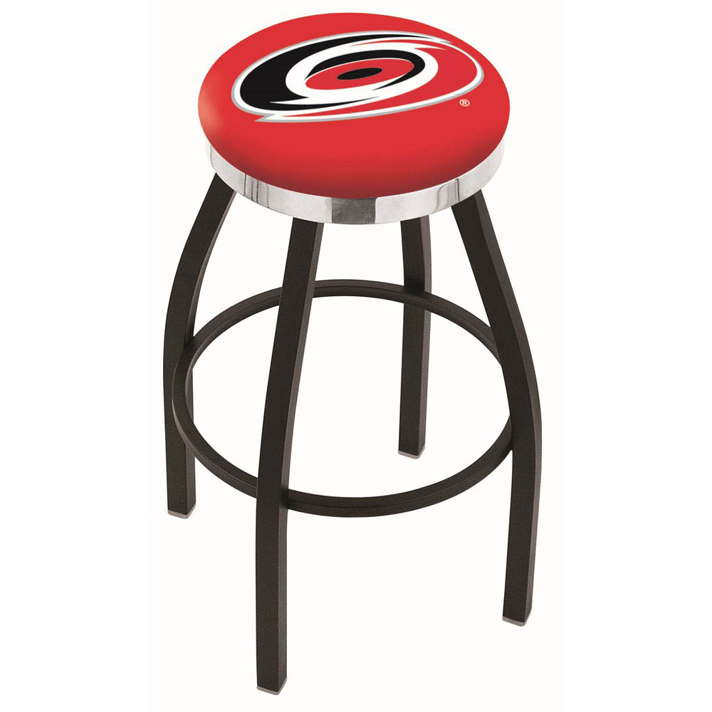 inch Black Carolina Hurricanes Swivel Bar Stool w/ Chrome Accent Ring