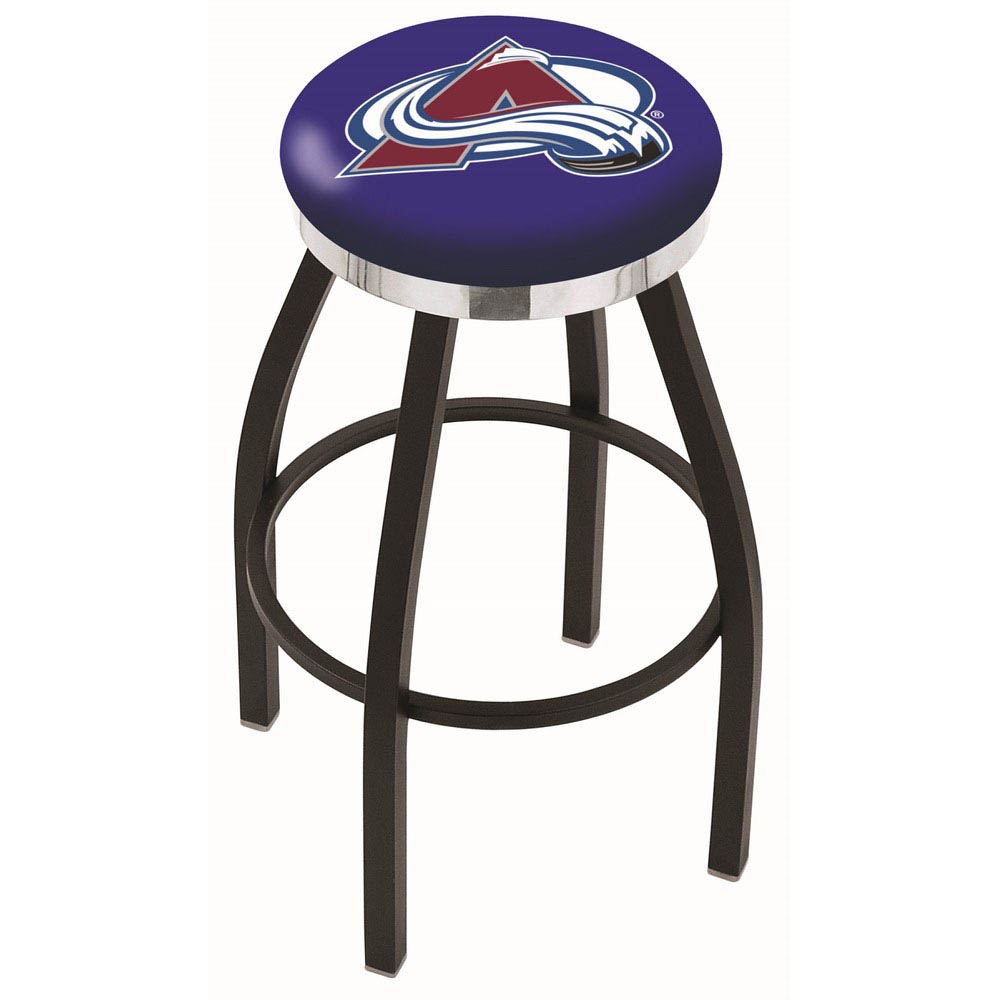 inch Black Colorado Avalanche Swivel Bar Stool w/ Chrome Accent Ring