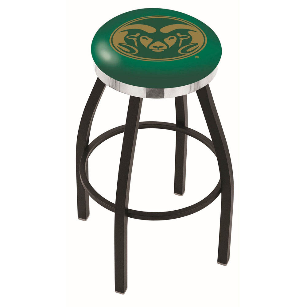 inch Black Colorado State Swivel Bar Stool w/ Chrome Accent Ring