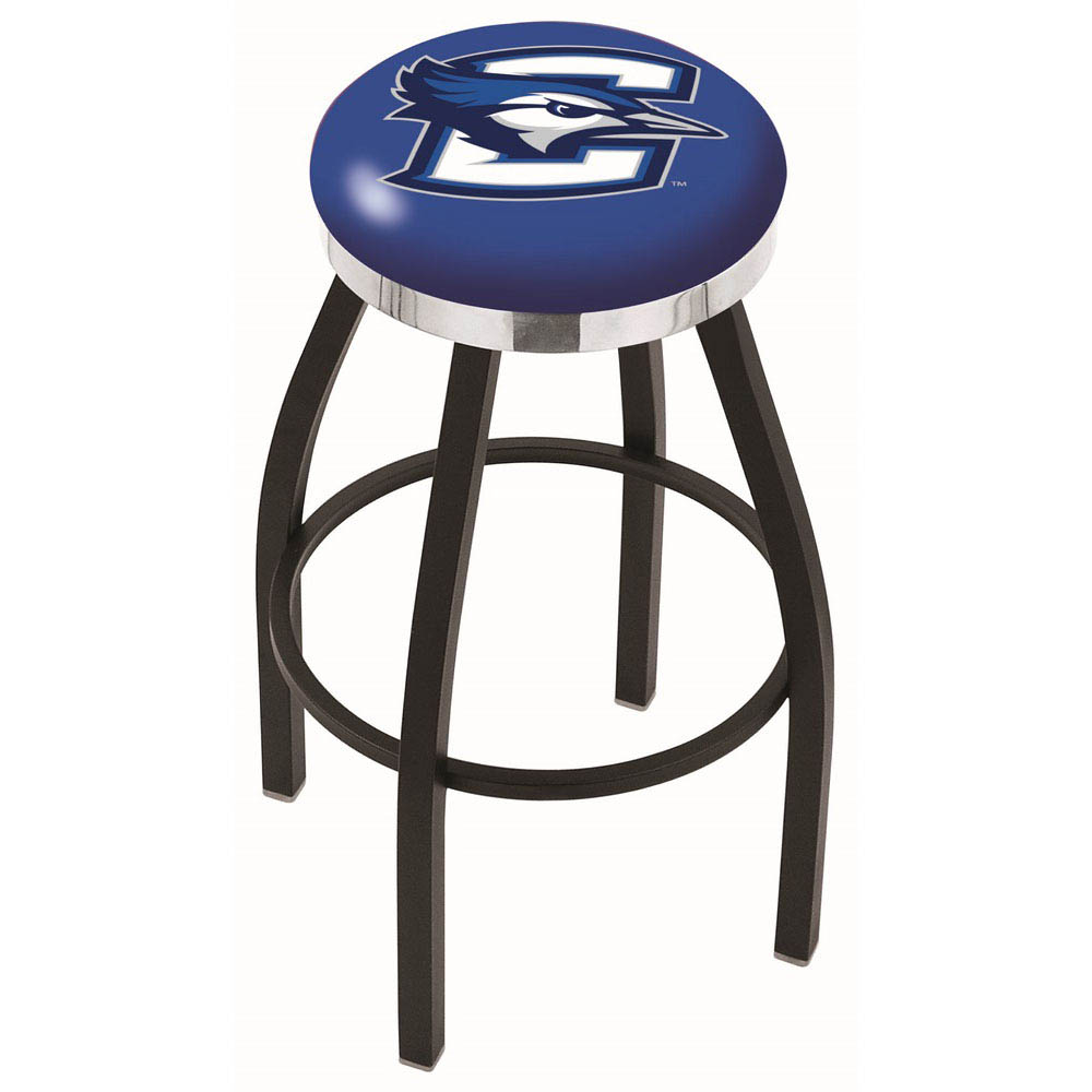 inch Black Creighton Swivel Bar Stool w/ Chrome Accent Ring