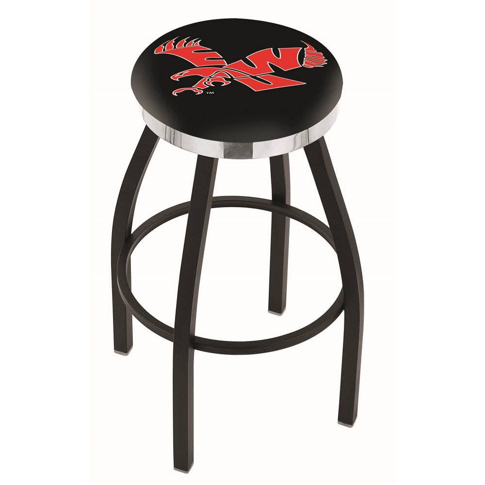 inch Black Eastern Washington Swivel Bar Stool w/ Chrome Accent Ring