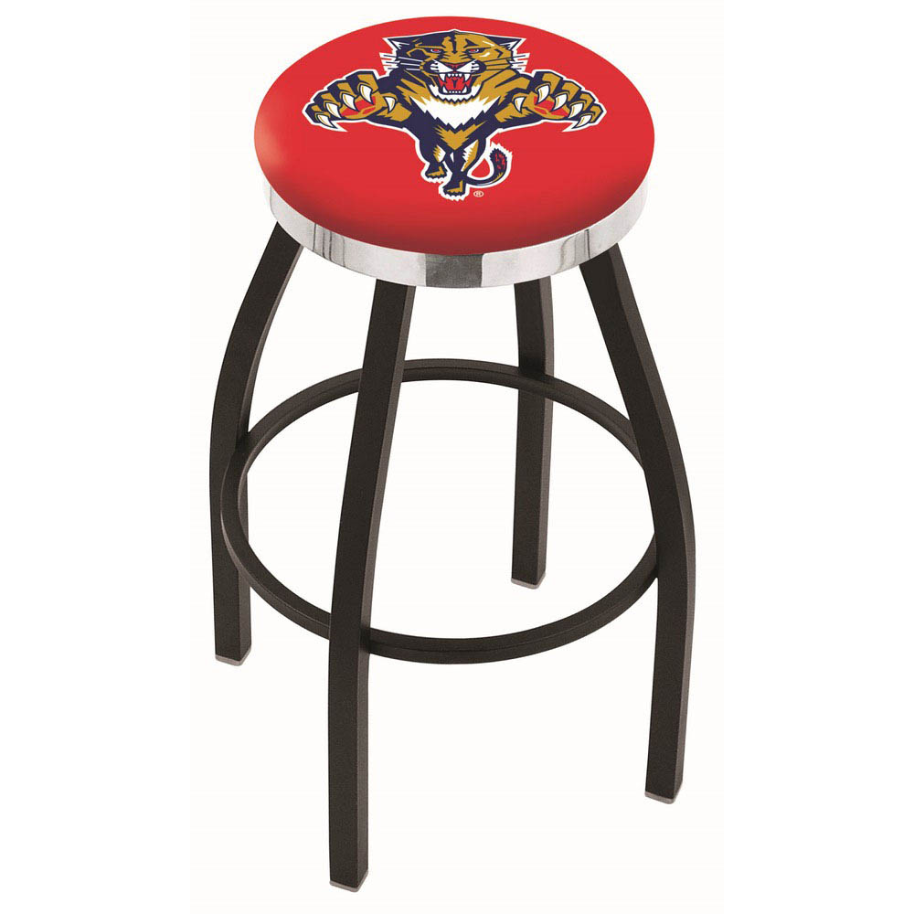 inch Black Florida Panthers Swivel Bar Stool w/ Chrome Accent Ring