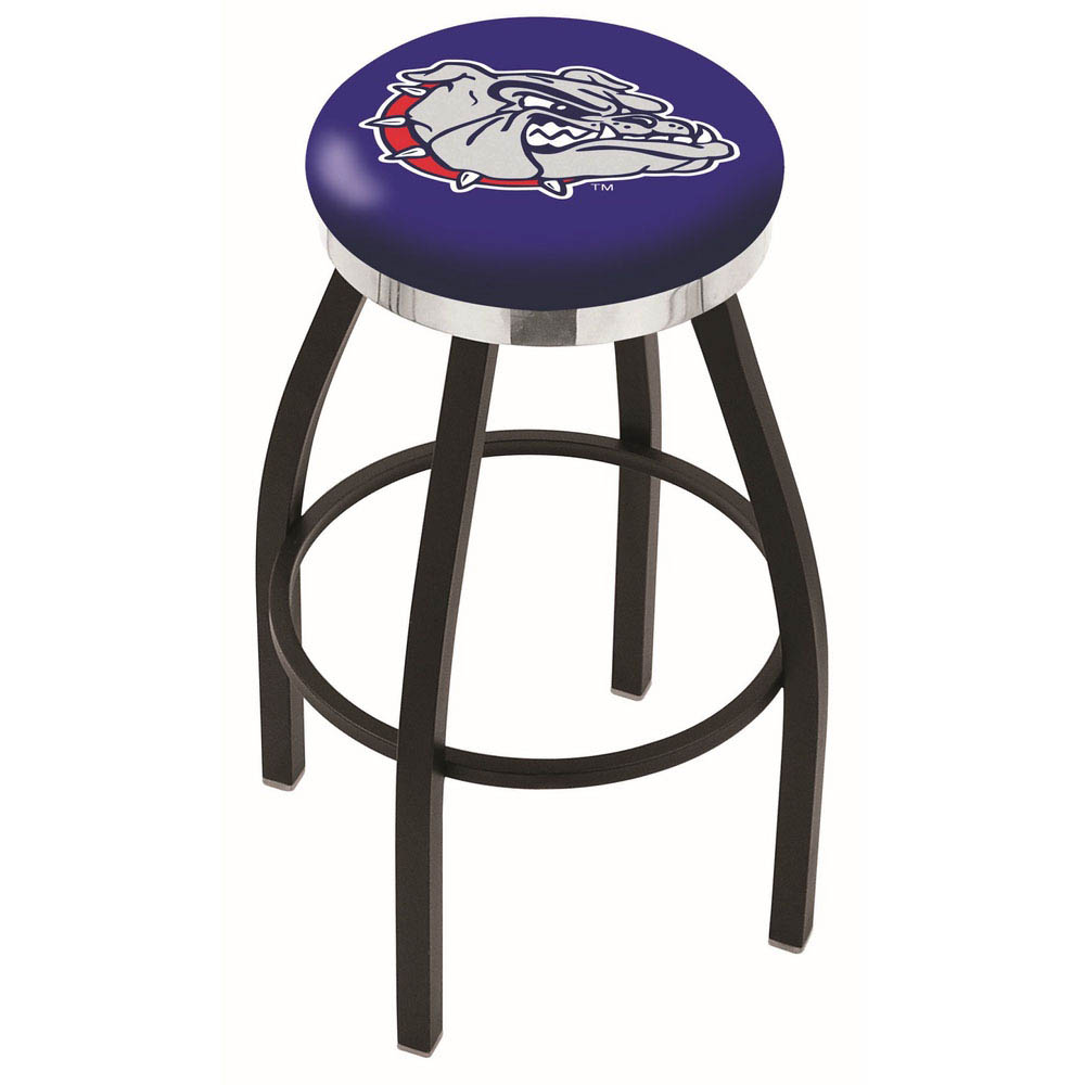 inch Black Gonzaga Swivel Bar Stool w/ Chrome Accent Ring