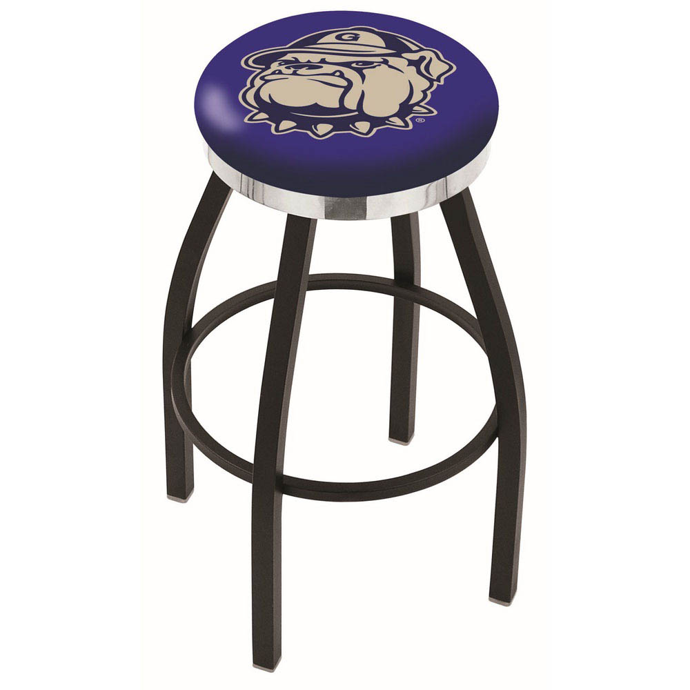 inch Black Georgetown Swivel Bar Stool w/ Chrome Accent Ring