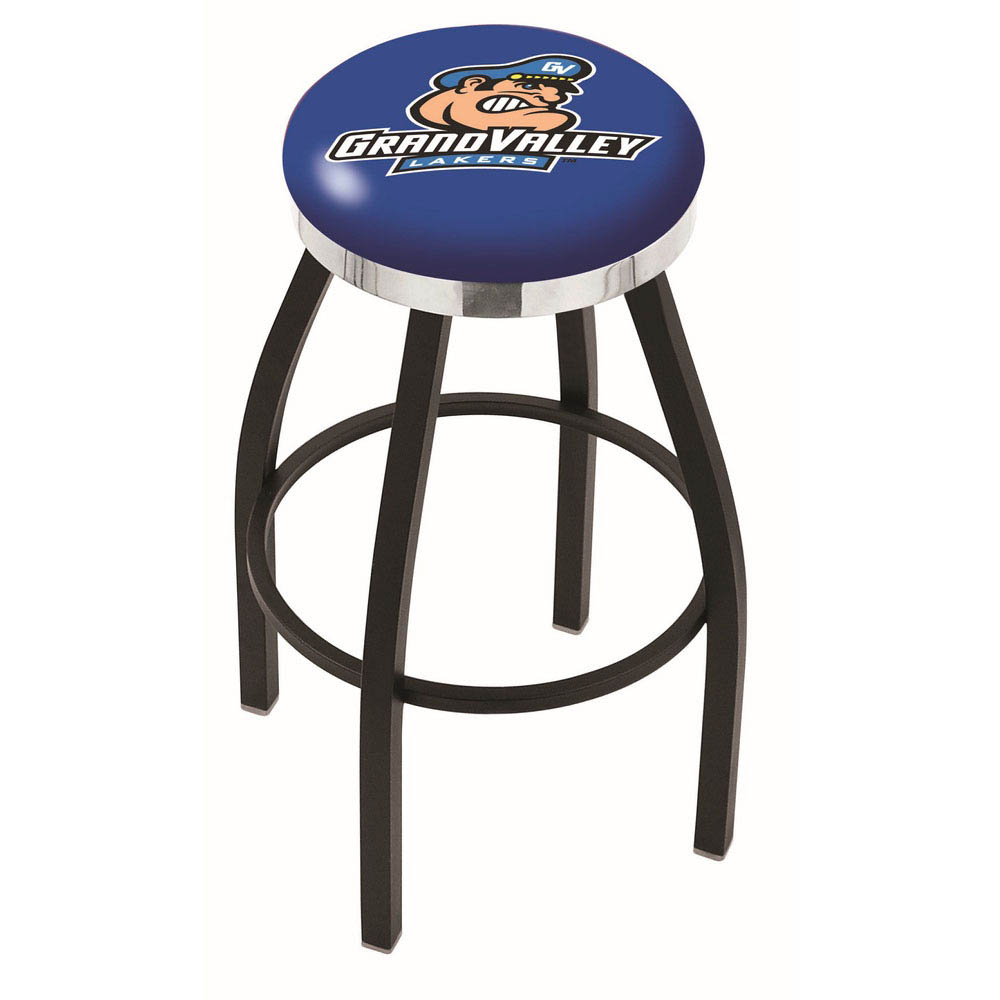 inch Black Grand Valley State Swivel Bar Stool w/ Chrome Accent Ring