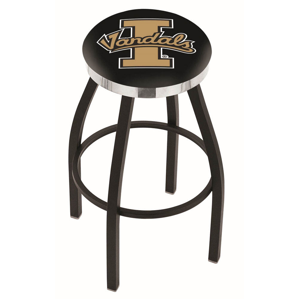 inch Black Idaho Swivel Bar Stool w/ Chrome Accent Ring