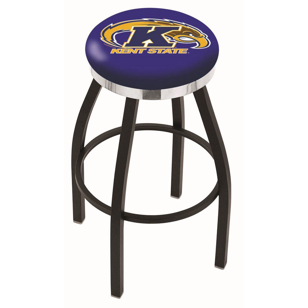 inch Black Kent State Swivel Bar Stool w/ Chrome Accent Ring