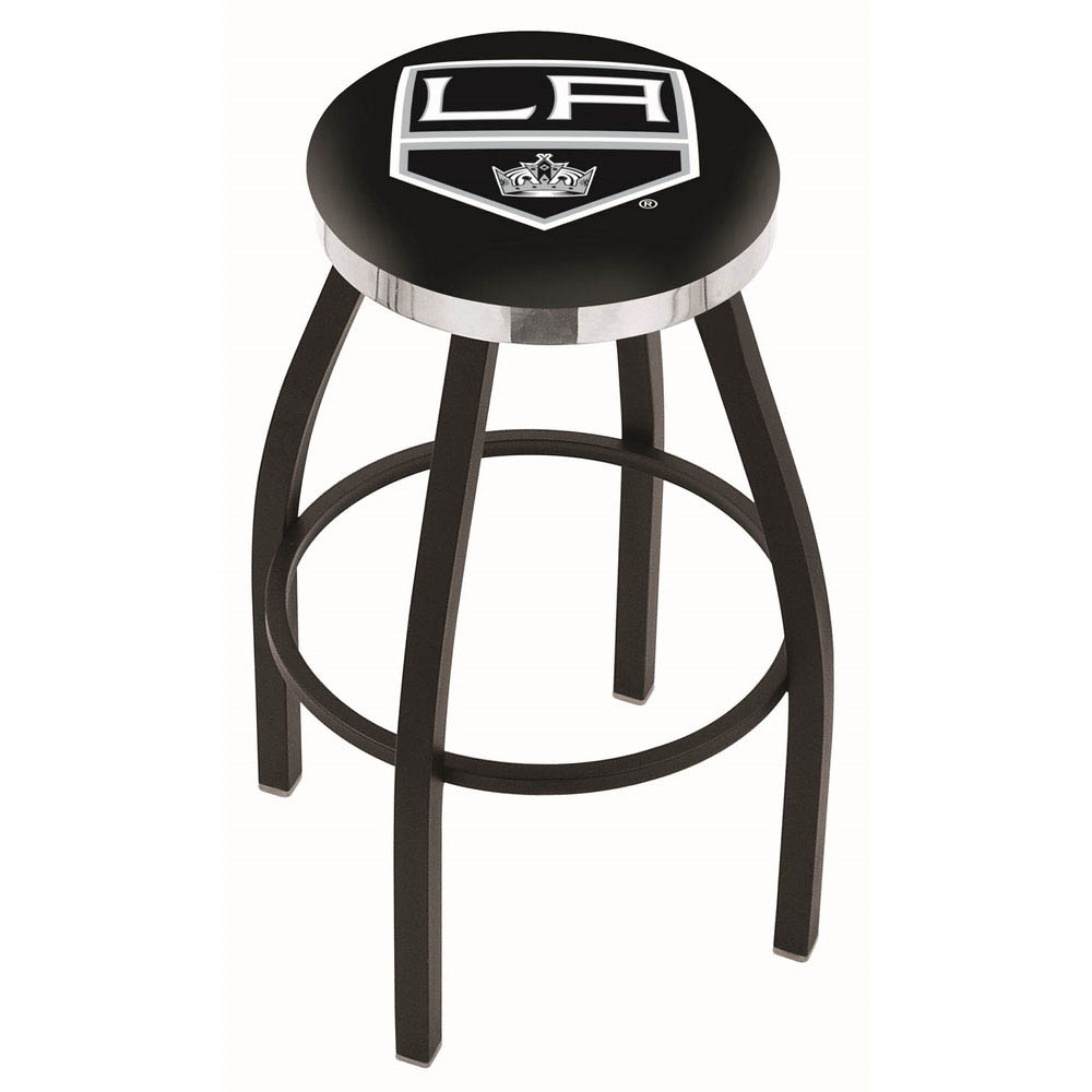 inch Black Los Angeles Kings Swivel Bar Stool w/ Chrome Accent Ring