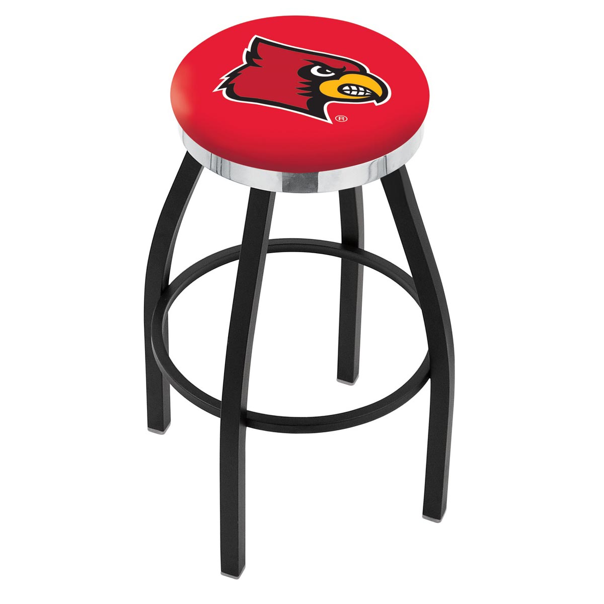 inch Black Louisville Swivel Bar Stool w/ Chrome Accent Ring