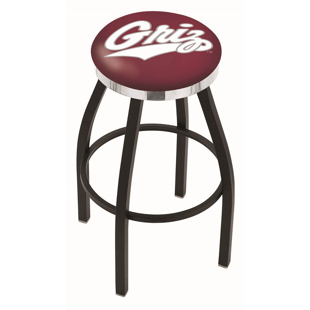 inch Black Montana Swivel Bar Stool w/ Chrome Accent Ring