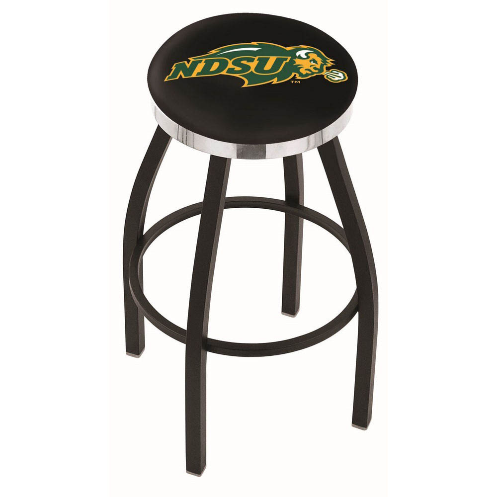 inch Black North Dakota State Swivel Bar Stool w/ Chrome Accent Ring