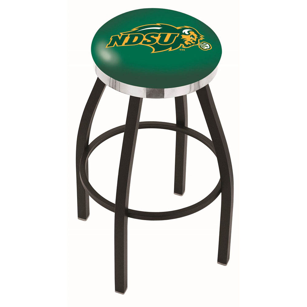 inch Black North Dakota State Swivel Bar Stool w/ Chrome Accent Ring