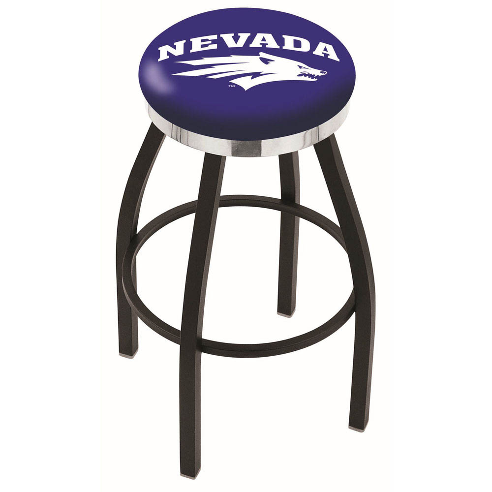 inch Black Nevada Swivel Bar Stool w/ Chrome Accent Ring