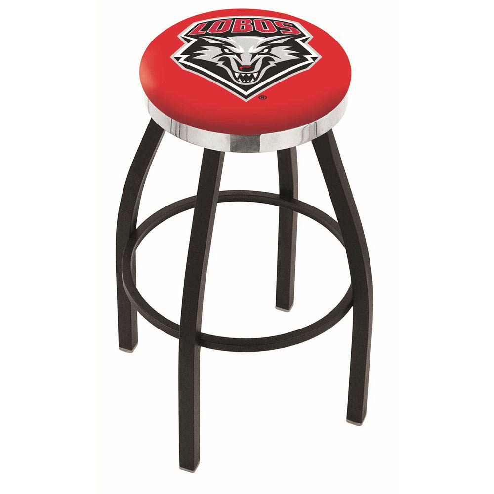inch Black New Mexico Swivel Bar Stool w/ Chrome Accent Ring