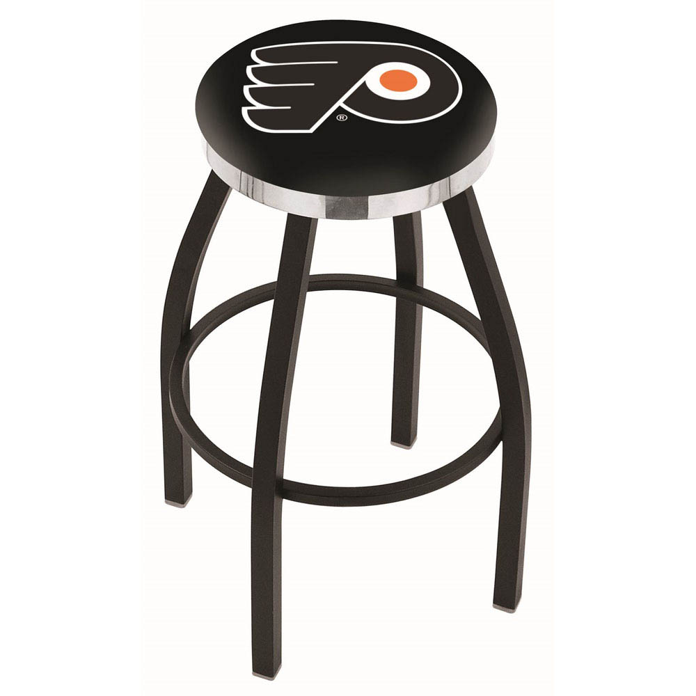 inch Black Philadelphia Flyers Swivel Bar Stool w/ Chrome Accent Ring